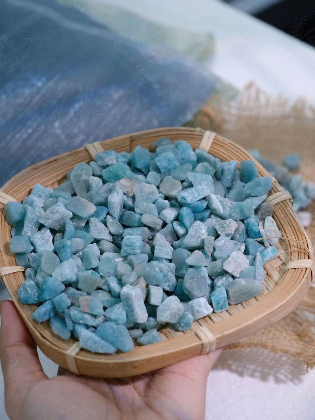  Thô mini đá Amazonite - đá Thiên Hà Tự Nhiên làm vòng handmade, DIY, thanh tẩy bài Tarot, spell 