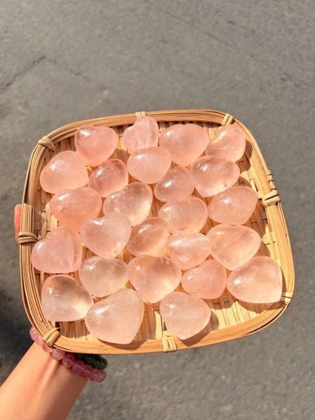  Tim Thạch Anh Hồng Rose Quartz chữa lành, dễ thương, tình cảm, xoa dịu cảm xúc đá thanh tẩy 