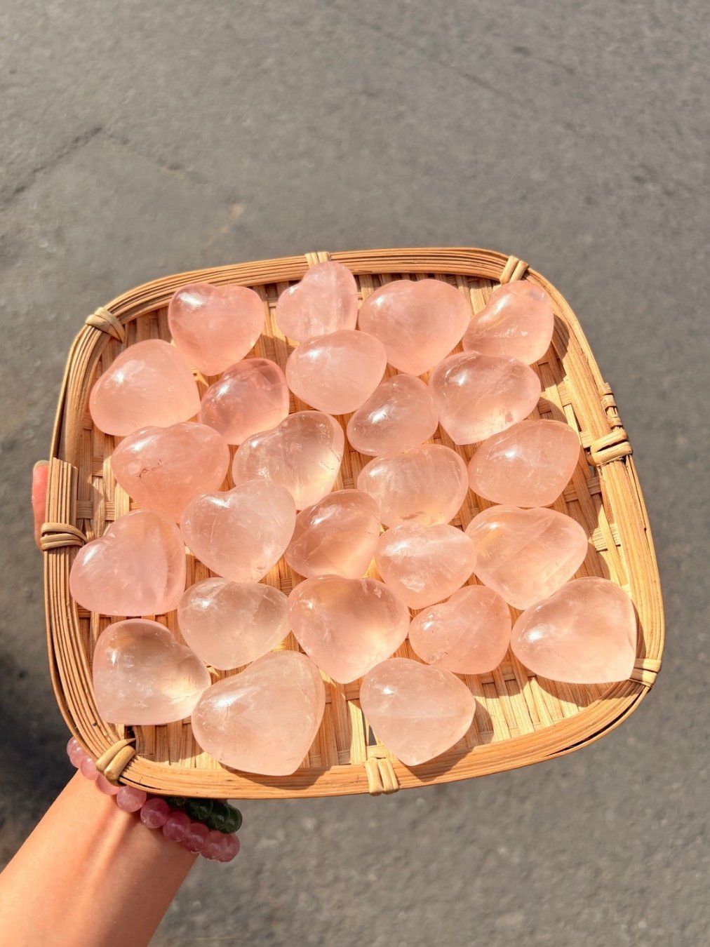  Tim Thạch Anh Hồng Rose Quartz chữa lành, dễ thương, tình cảm, xoa dịu cảm xúc đá thanh tẩy 