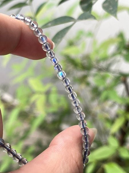  [LỬA MẠNH ĐẸP] Vòng Labradorite hạt mini 3.5li Hắc Nguyệt Quang, Xà Cừ Tự Nhiên Mystic Corner 