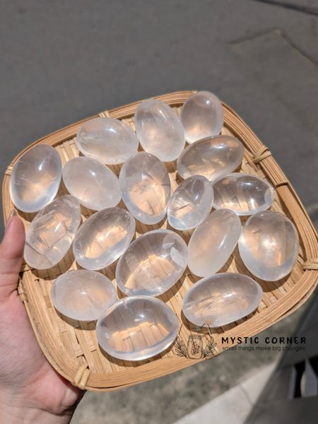  Viên Palmstone Girasol Quartz| Milky Quartz Thạch Anh Trắng Khuếch Đại Năng Lượng, Thanh Tẩy, Lý Trí 