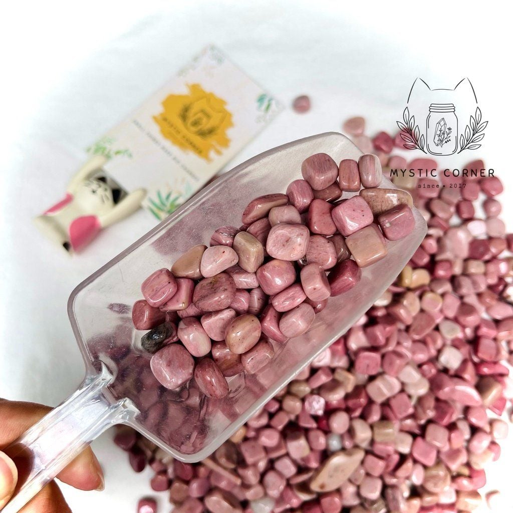  Vụn đá Rhodonite loại đẹp (Tường Vi Thạch), đá thanh tẩy Tarot, Reiki, đá thach anh phong thủy 