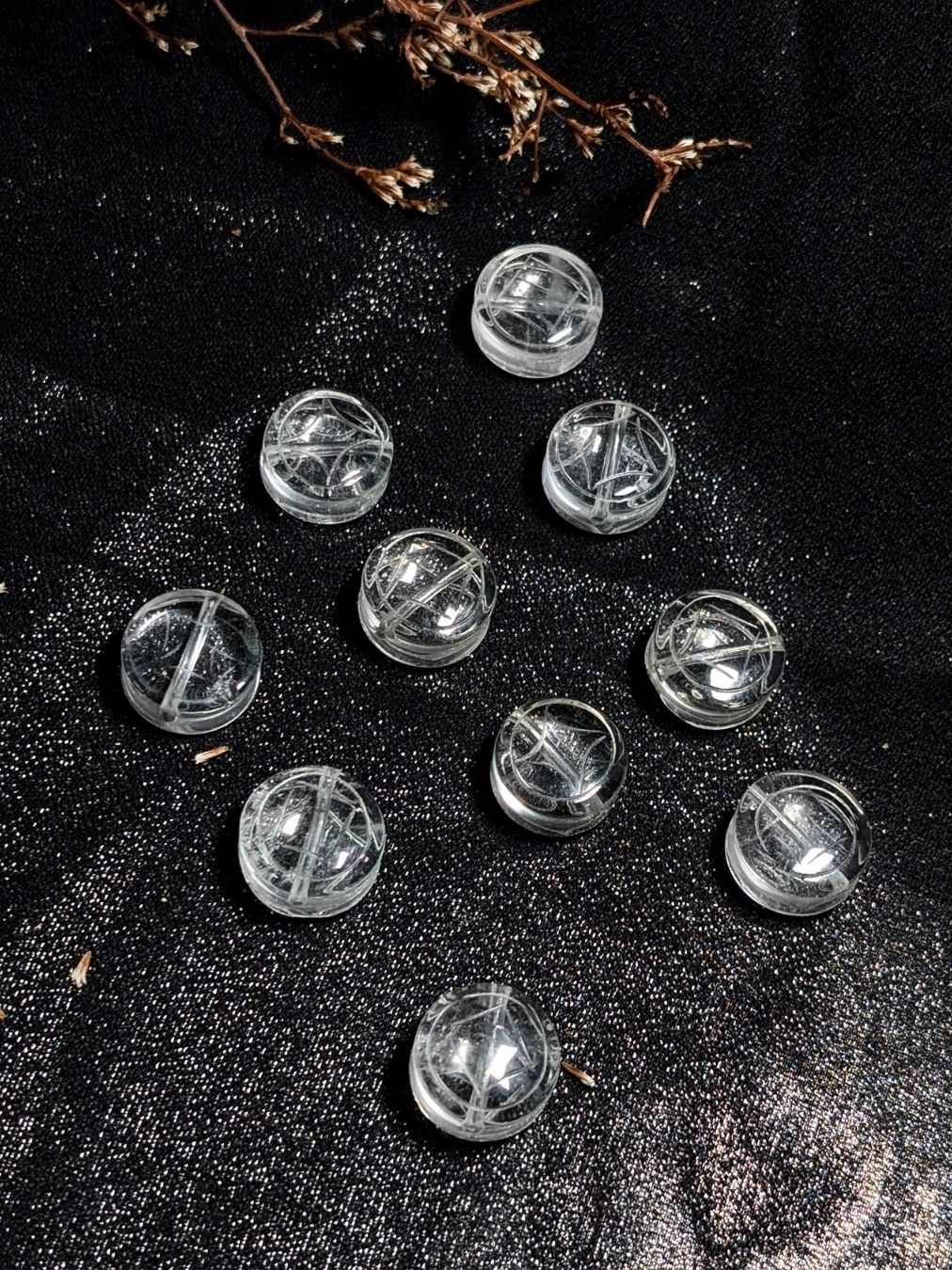  Charm đồng xu Thạch Anh Trắng, Clear Quartz 