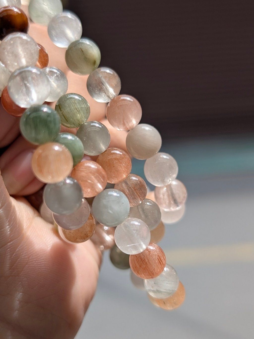  Vòng Thạch Anh Tóc Lông Thỏ Đa Sắc 