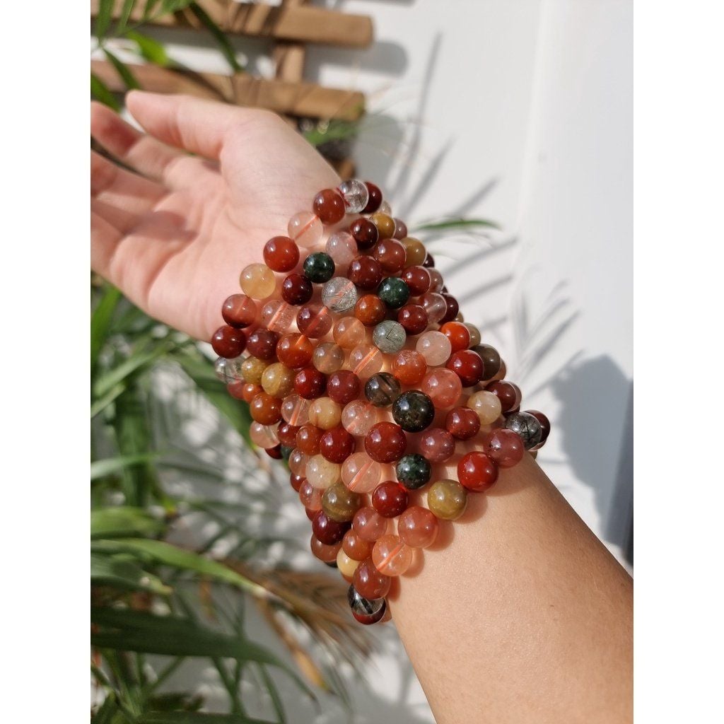  Vòng tay đá phong thủy, đá thach anh Tam Tài, tóc Tam Tài tự nhiên 