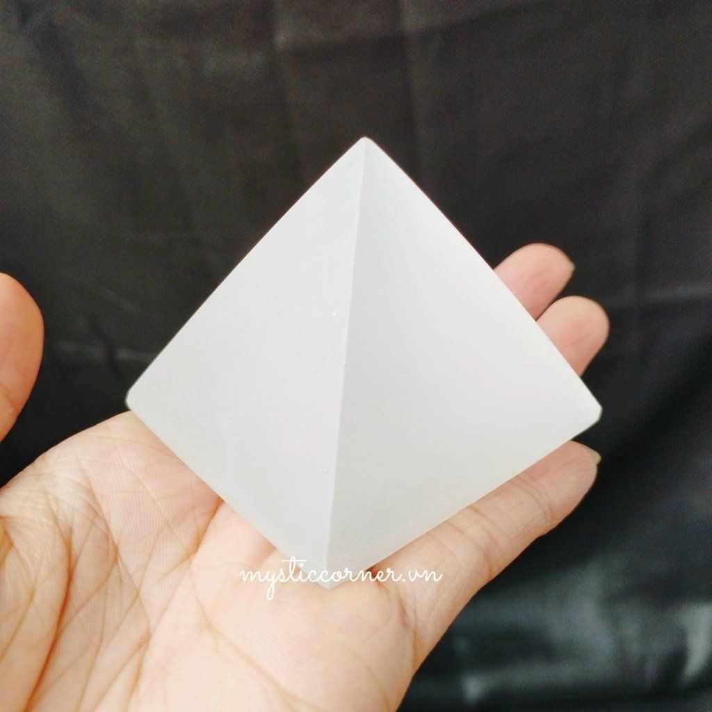  Kim tự tháp đá Selenite, đá thanh tẩy đá thạch anh dùng trong Tarot, Reiki, phong thủy 