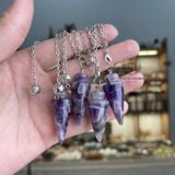  Con lắc cảm xạ đá Tím (Amethyst Quartz) dây trơn 