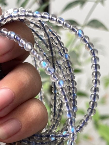  [LỬA MẠNH ĐẸP] Vòng Labradorite hạt mini 3.5li Hắc Nguyệt Quang, Xà Cừ Tự Nhiên Mystic Corner 