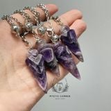  Con lắc cảm xạ đá Tím (Amethyst Quartz) dây trơn 