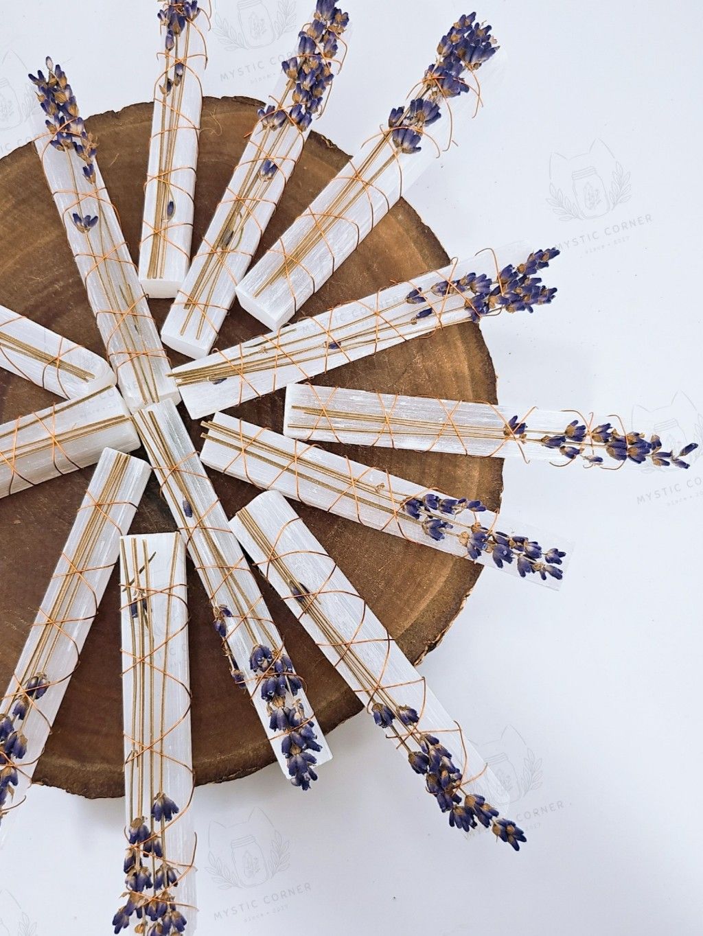  Selenite mix Lavender - thanh Selenite mix Thảo Mộc thanh tẩy, hỗ trợ giải phóng năng lượng, đá thạch anh, đá phong thủy 