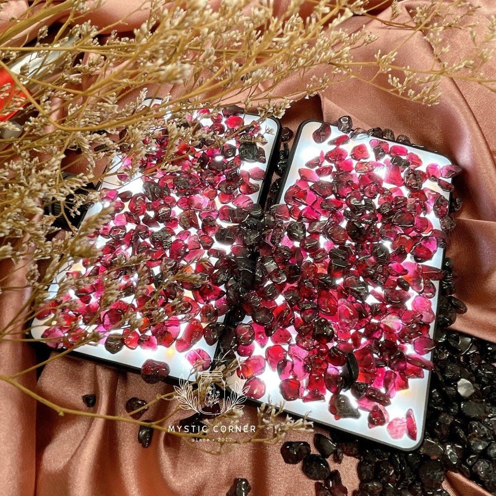  Vụn đá Garnet (đá Ngọc Hồng Lựu) hỗ trợ tình yêu, đá phong thuỷ, reiki, đá thanh tẩy 