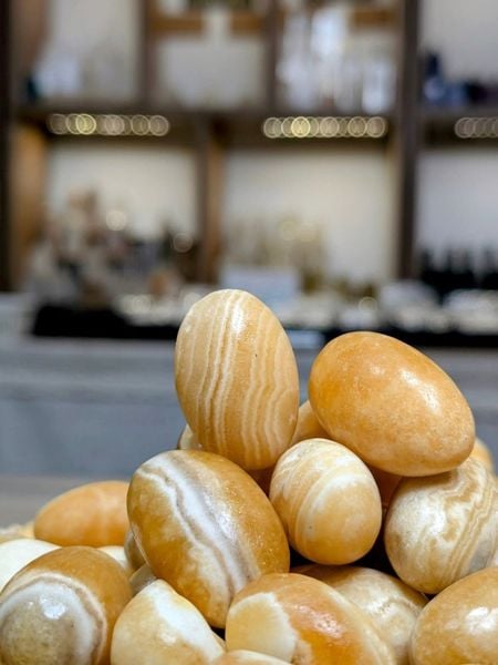  Viên đá Yellow Banded Calcite, đá thanh tẩy bài Tarot, Reiki, thiền định, năng lượng tích cực 