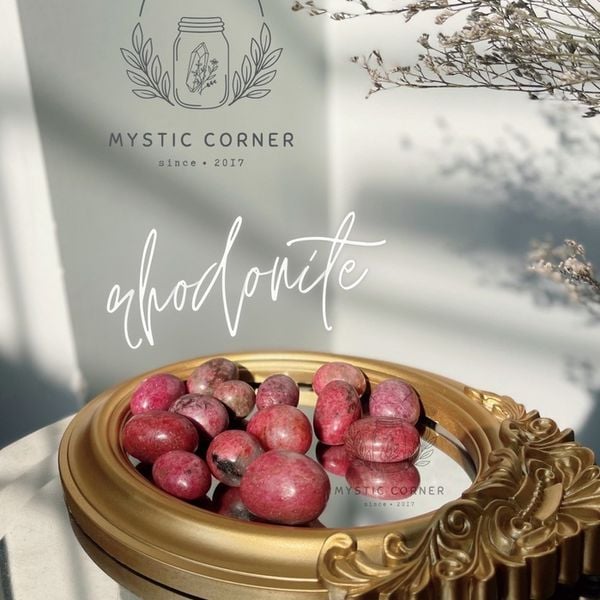  Tumbled đá Tường Vi (Rhodonite) loại đẹp, đá thạch anh, đá thanh tẩy Tarot, Reiki, Phong Thuỷ 