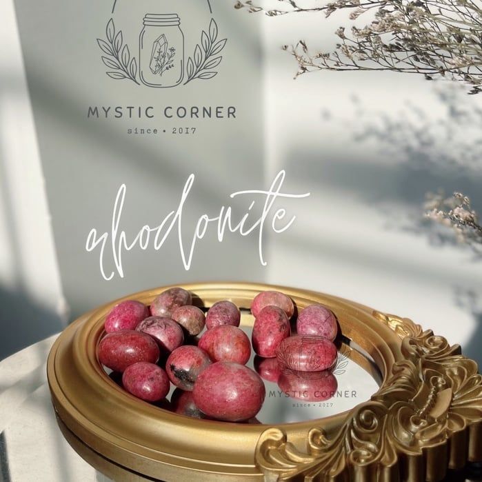  Tumbled đá Tường Vi (Rhodonite) loại đẹp, đá thạch anh, đá thanh tẩy Tarot, Reiki, Phong Thuỷ 