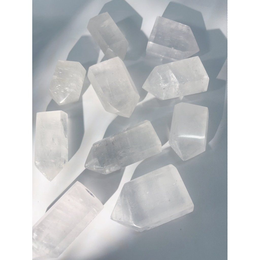  Trụ Optical Calcite - Iceland Spar White Calcite, thanh tẩy bài tarot, sáng suốt, thiền định, chánh niệm 