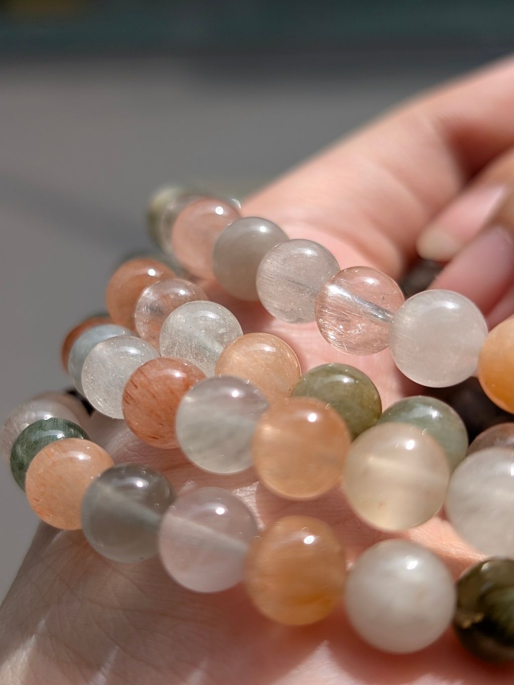  Vòng Thạch Anh Tóc Lông Thỏ Đa Sắc 