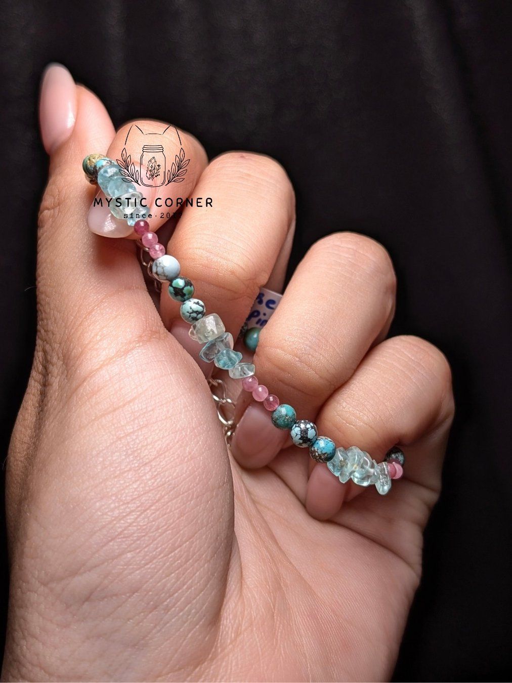  Vòng Turquoise mix Apatite và Tourmaline Hồng 