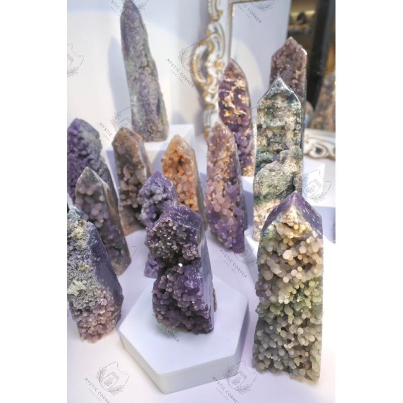  [High Quality] Trụ Mã Não Nho Grape Agate hỗ trợ phát triển trực giác, đá thanh tẩy, đá phong thuỷ, reiki, thiền định 