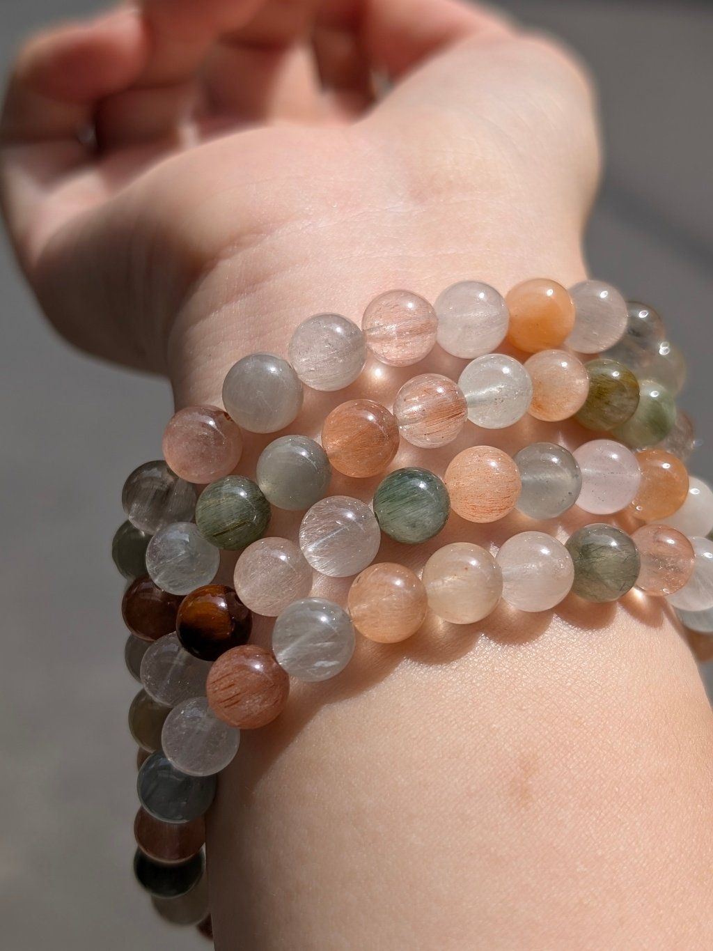  Vòng Thạch Anh Tóc Lông Thỏ Đa Sắc 