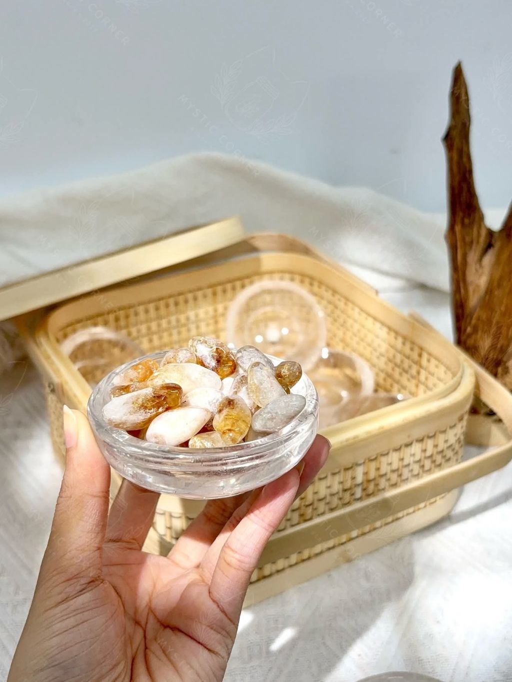  Chén đá thạch anh trắng - Clear Quartz khuếch đại năng lượng, phong thuỷ, thanh tẩy bài Tarot, Reiki 