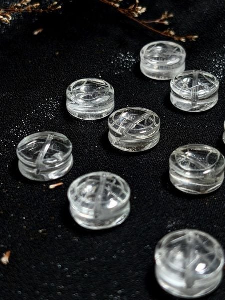  Charm đồng xu Thạch Anh Trắng, Clear Quartz 