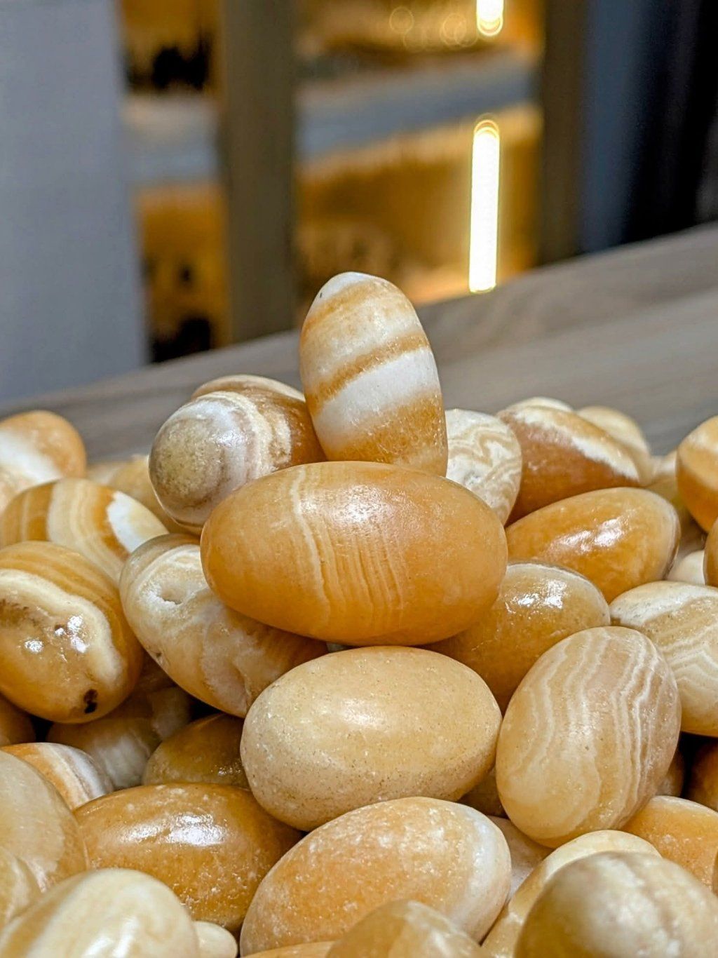  Viên đá Yellow Banded Calcite, đá thanh tẩy bài Tarot, Reiki, thiền định, năng lượng tích cực 