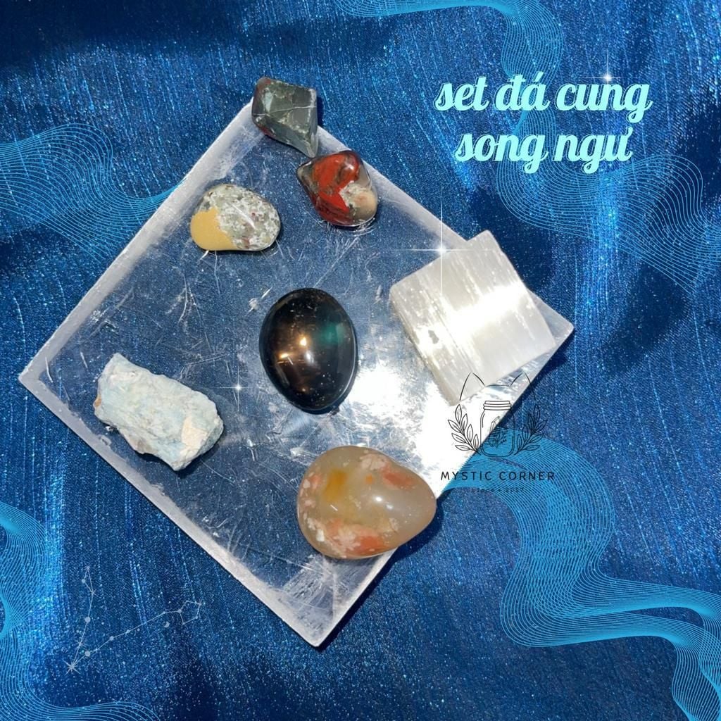  Set đá may mắn cho Song Ngư, đá thạch anh, đá thanh tẩy bài Tarot, đá phong thuỷ 