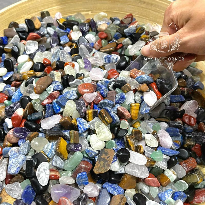  Túi đá thạch anh may mắn, đá thanh tẩy bài Tarot, đá phong thuỷ, quà tặng 