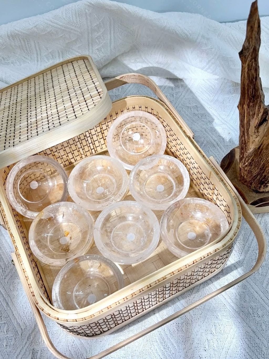  Chén đá thạch anh trắng - Clear Quartz khuếch đại năng lượng, phong thuỷ, thanh tẩy bài Tarot, Reiki 