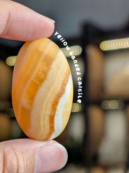  Viên đá Yellow Banded Calcite, đá thanh tẩy bài Tarot, Reiki, thiền định, năng lượng tích cực 