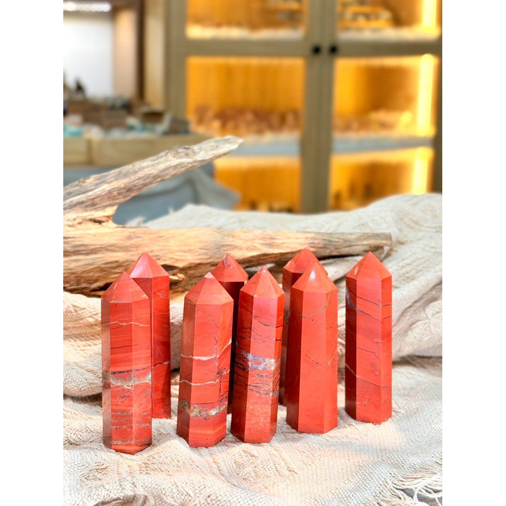 Trụ đá Red Jasper đỏ đậm đẹp, thanh tẩy bài tarot , sức mạnh nội lực, sưu tầm, quà tặng 