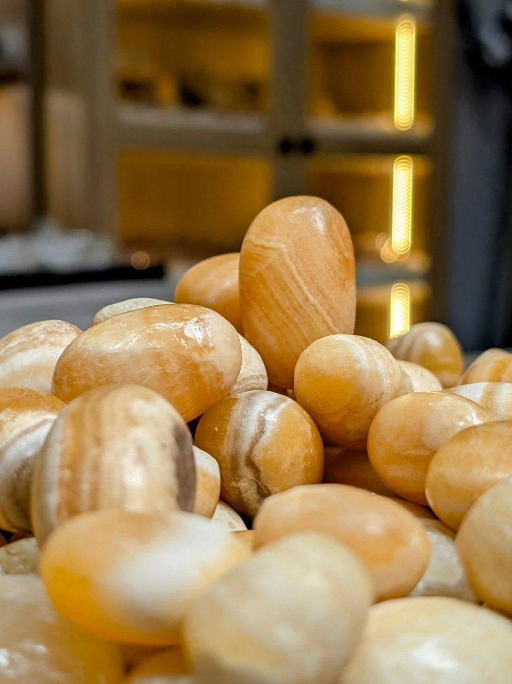  Viên đá Yellow Banded Calcite, đá thanh tẩy bài Tarot, Reiki, thiền định, năng lượng tích cực 