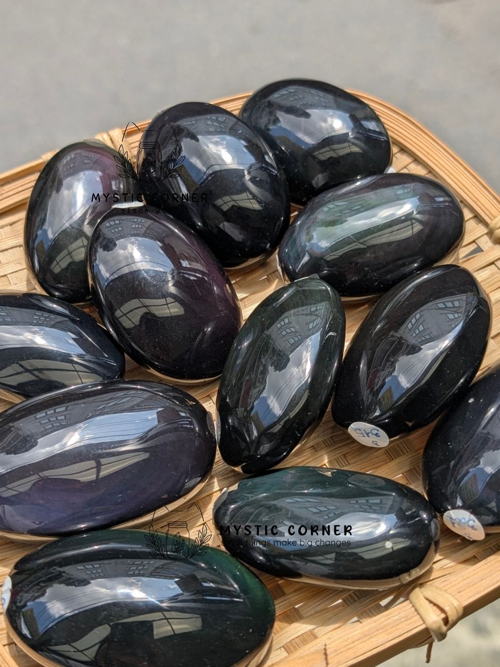  Viên Palm Obsidian Đa Sắc tự nhiên, Bảo Vệ Năng Lượng, Thanh Tẩy, Thiền Định, Tarot, Reiki 