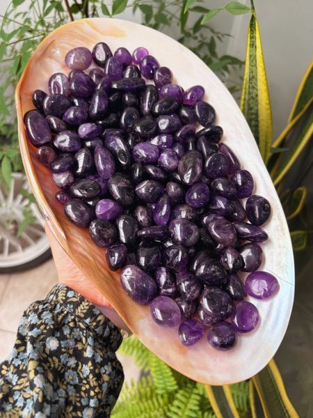  Viên đá thạch anh Tím (TUMBLED Amethyst) làm Grid, đá thanh tẩy Tarot, Reiki, thiền định, phong thủy 