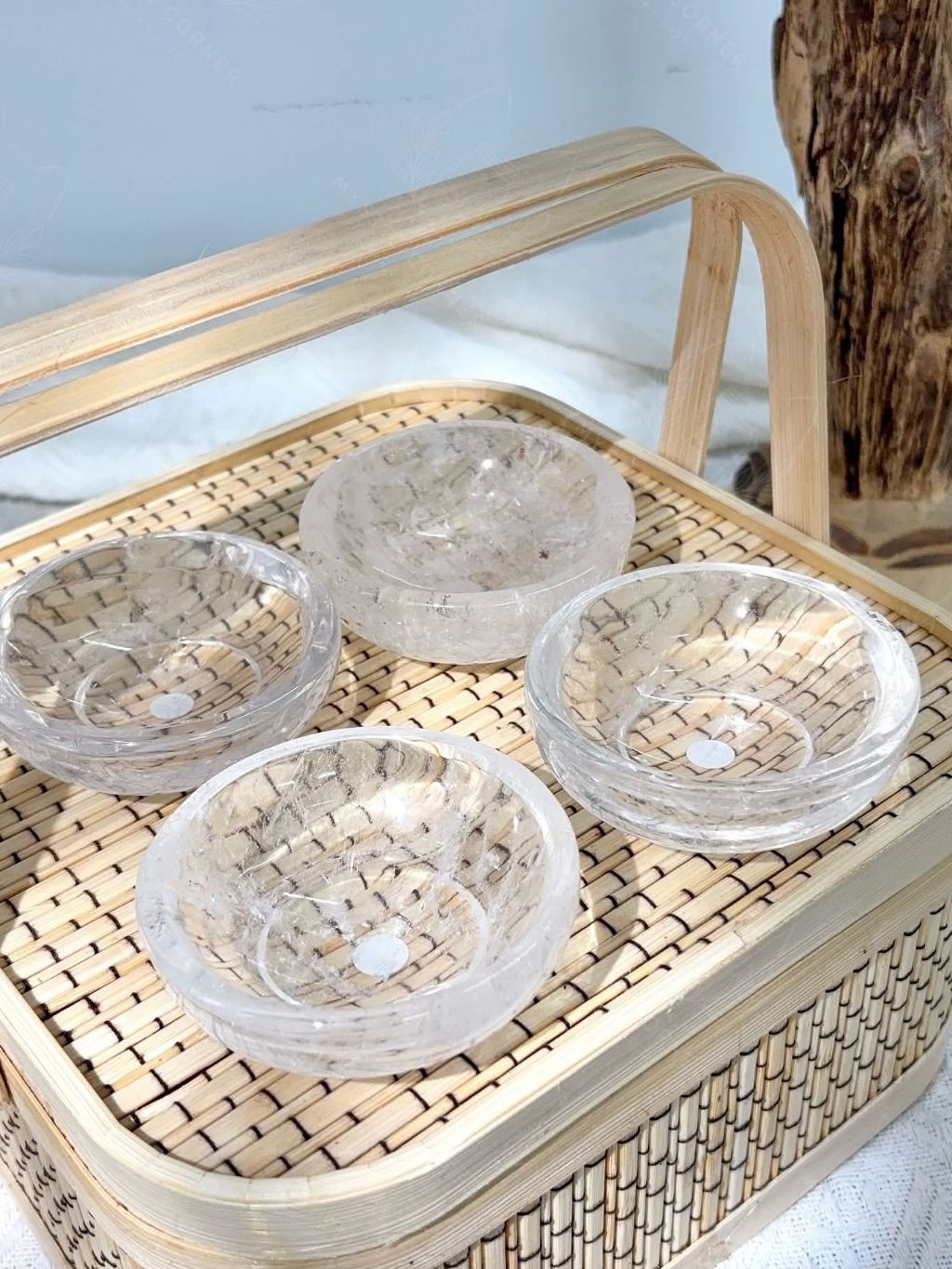  Chén đá thạch anh trắng - Clear Quartz khuếch đại năng lượng, phong thuỷ, thanh tẩy bài Tarot, Reiki 