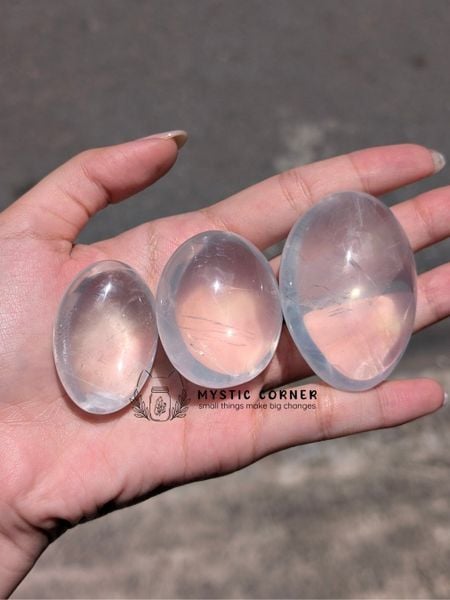  Viên Palmstone Girasol Quartz| Milky Quartz Thạch Anh Trắng Khuếch Đại Năng Lượng, Thanh Tẩy, Lý Trí 