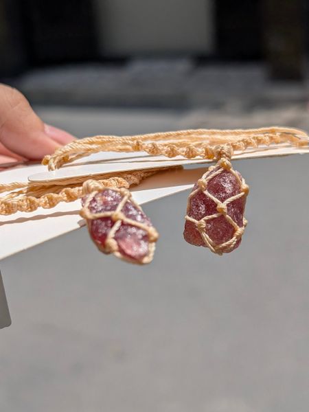  Dây chuyền/ Vòng Tay Red Strawberry Macrame Thạch Anh Dâu Tây Đỏ 