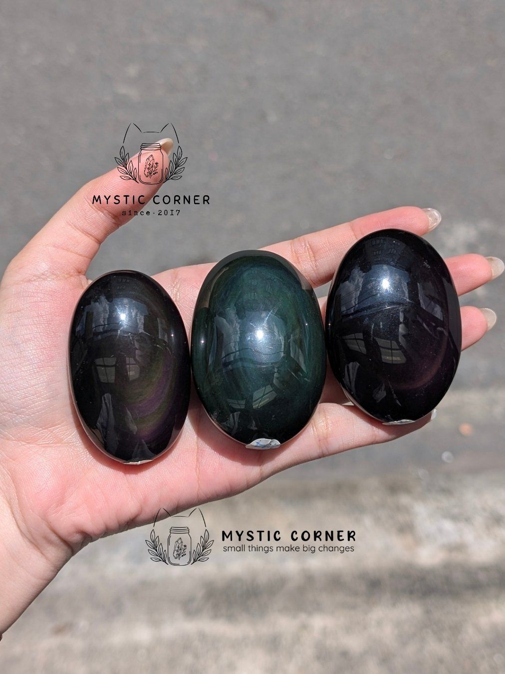  Viên Palm Obsidian Đa Sắc tự nhiên, Bảo Vệ Năng Lượng, Thanh Tẩy, Thiền Định, Tarot, Reiki 