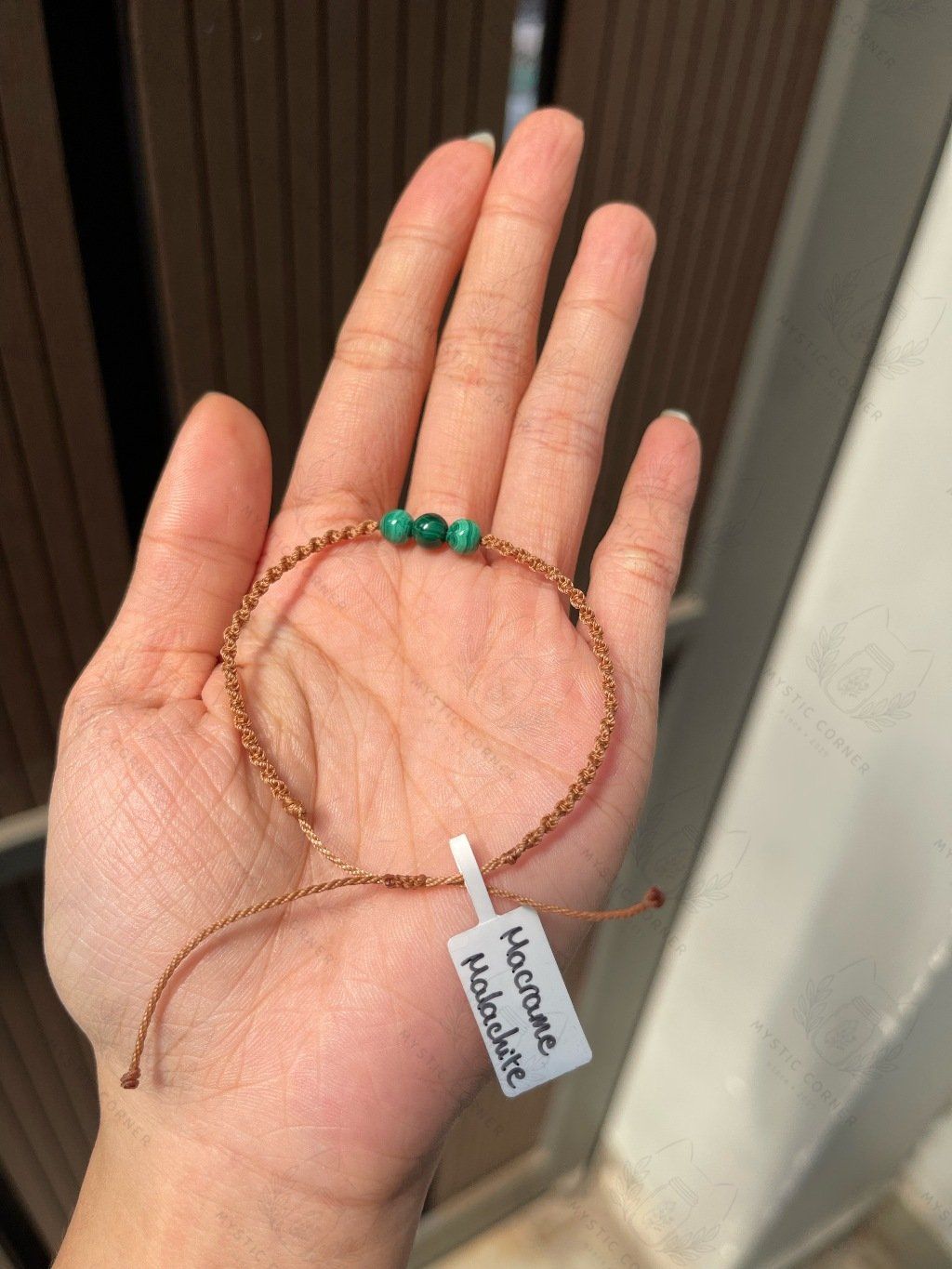  Vòng tay Malachite Macrame 3 HẠT 5li 