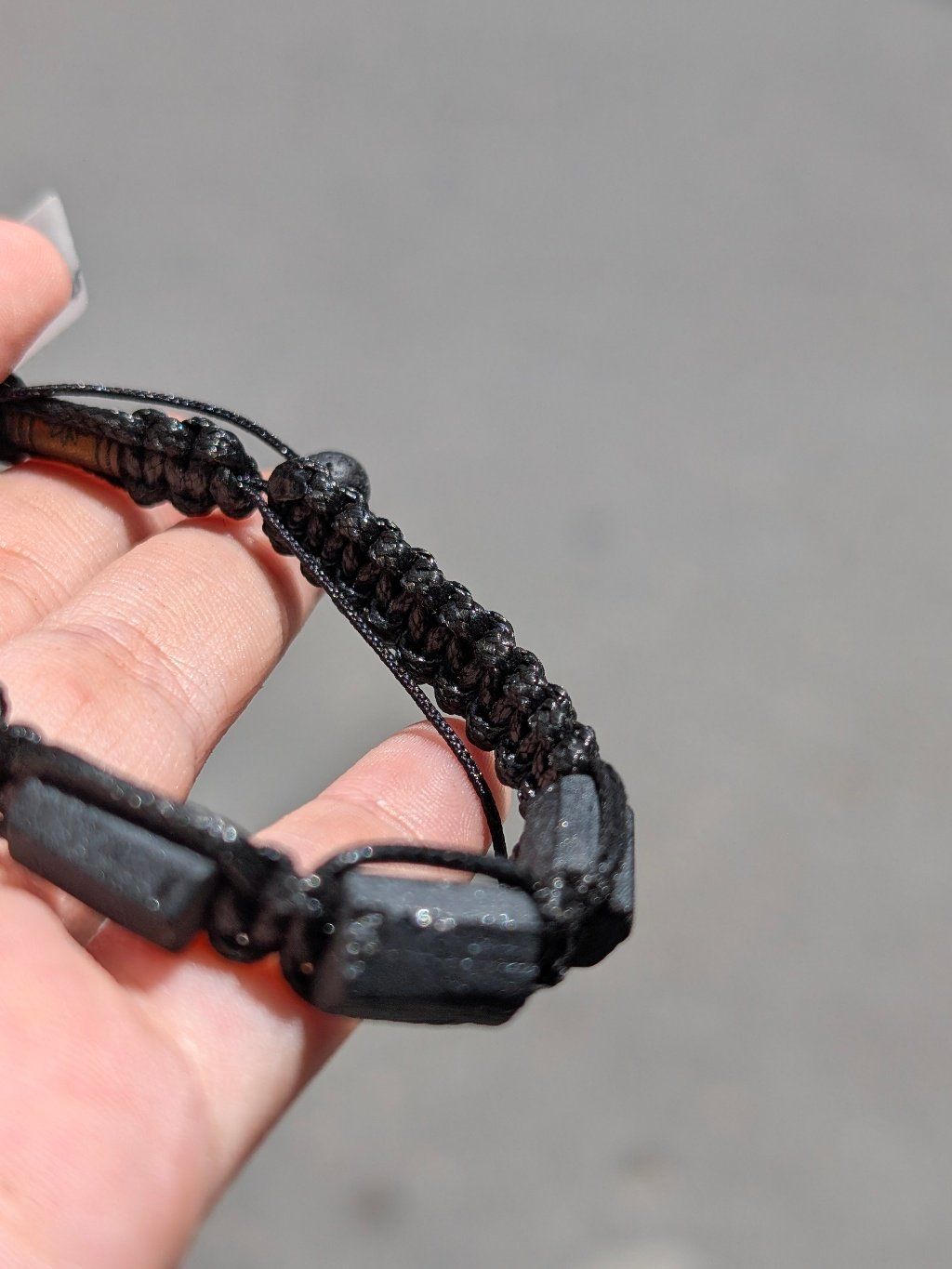  Vòng Tay Black Tourmaline Macrame 