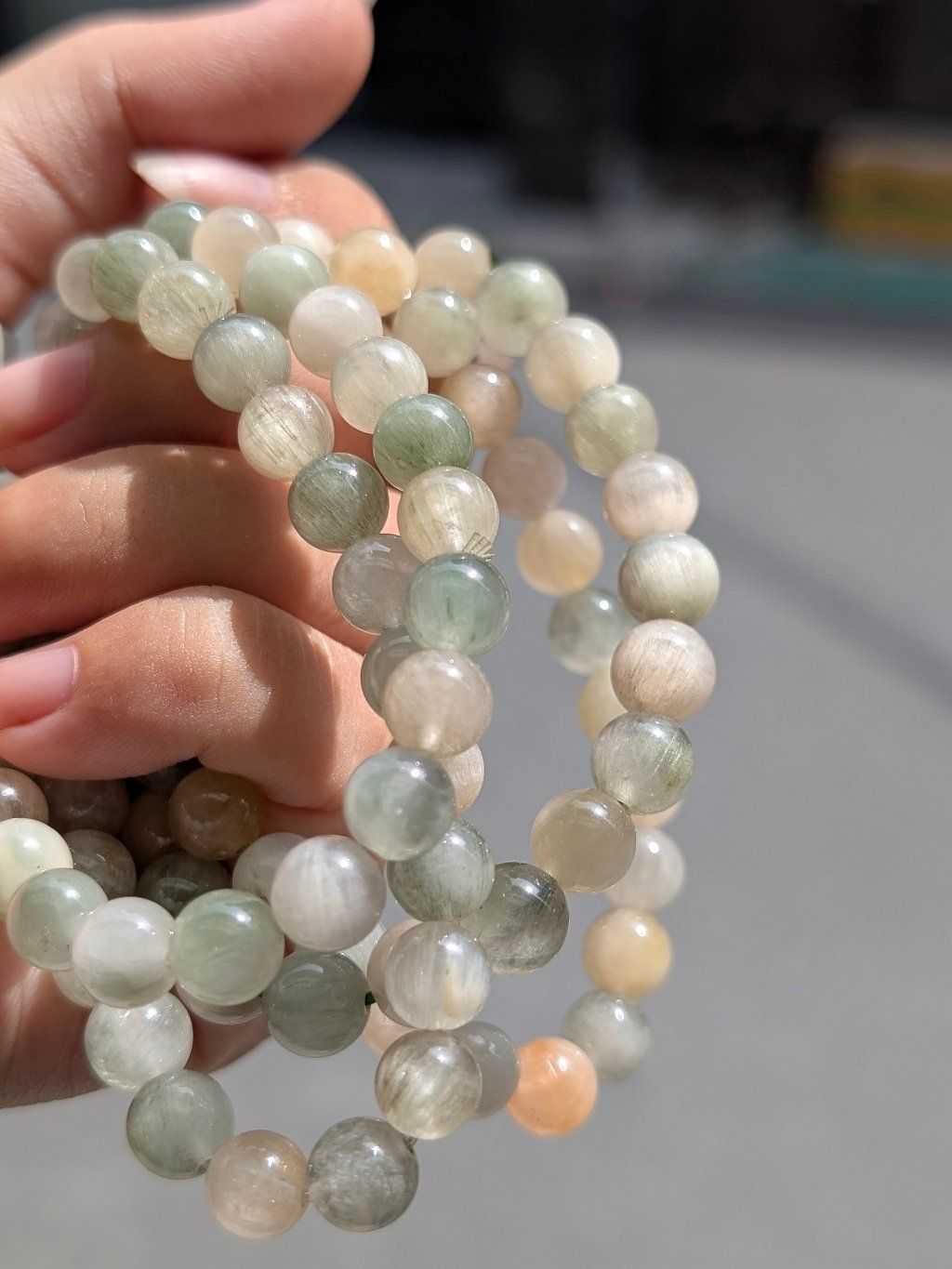  Vòng Thạch Anh Tóc Lông Thỏ Đa Sắc 