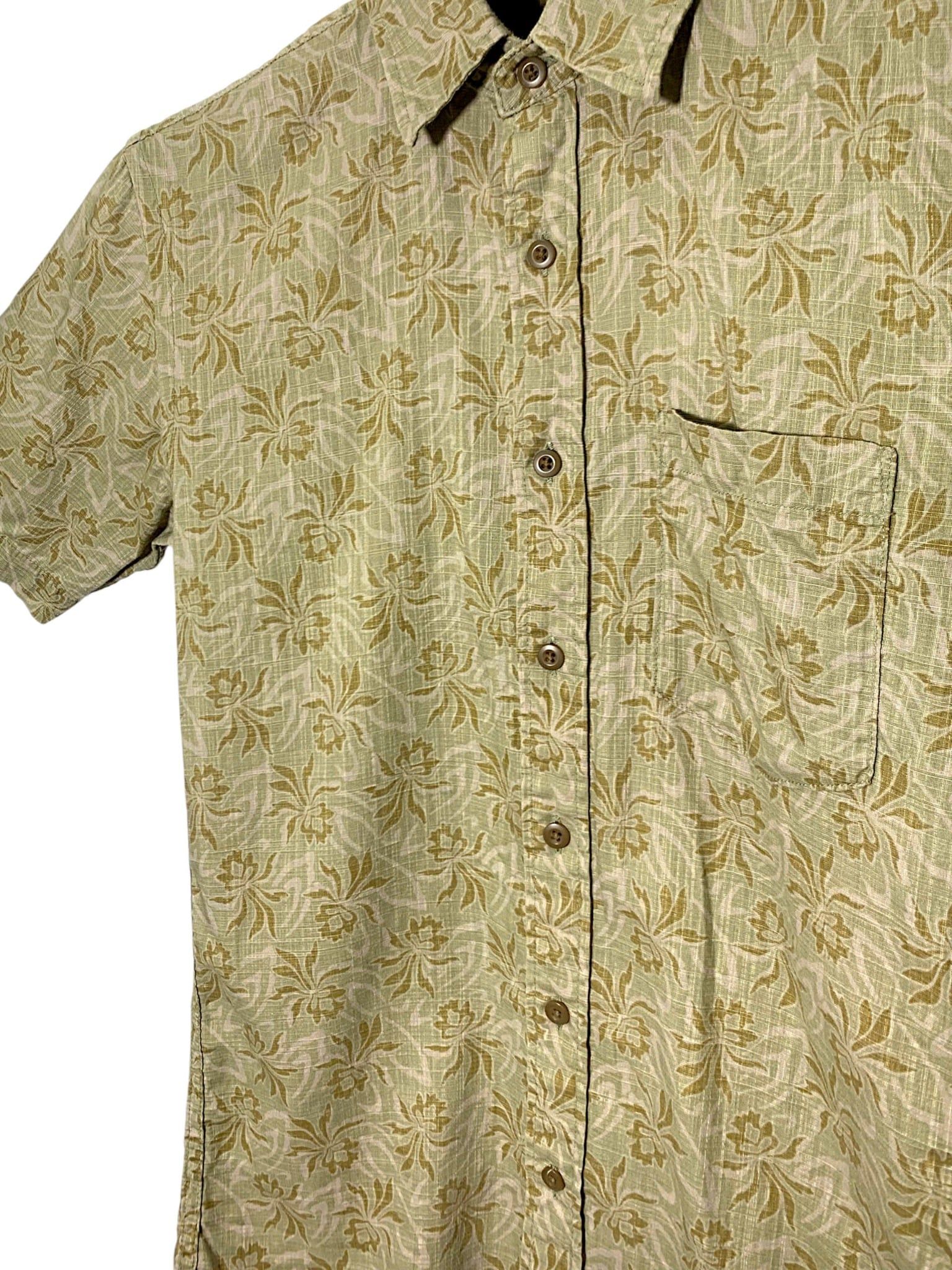  |SIZE S| UNIQLO FLORAL POCKET BUTTON UP SHORT SLEEVE SHIRT AOS-7264 