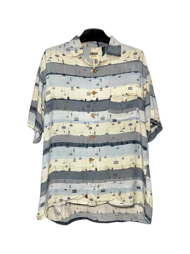  |SIZE XL| KONGA SPIRIT STRIPED BUTTON UP SHIRT AOXL-7118 