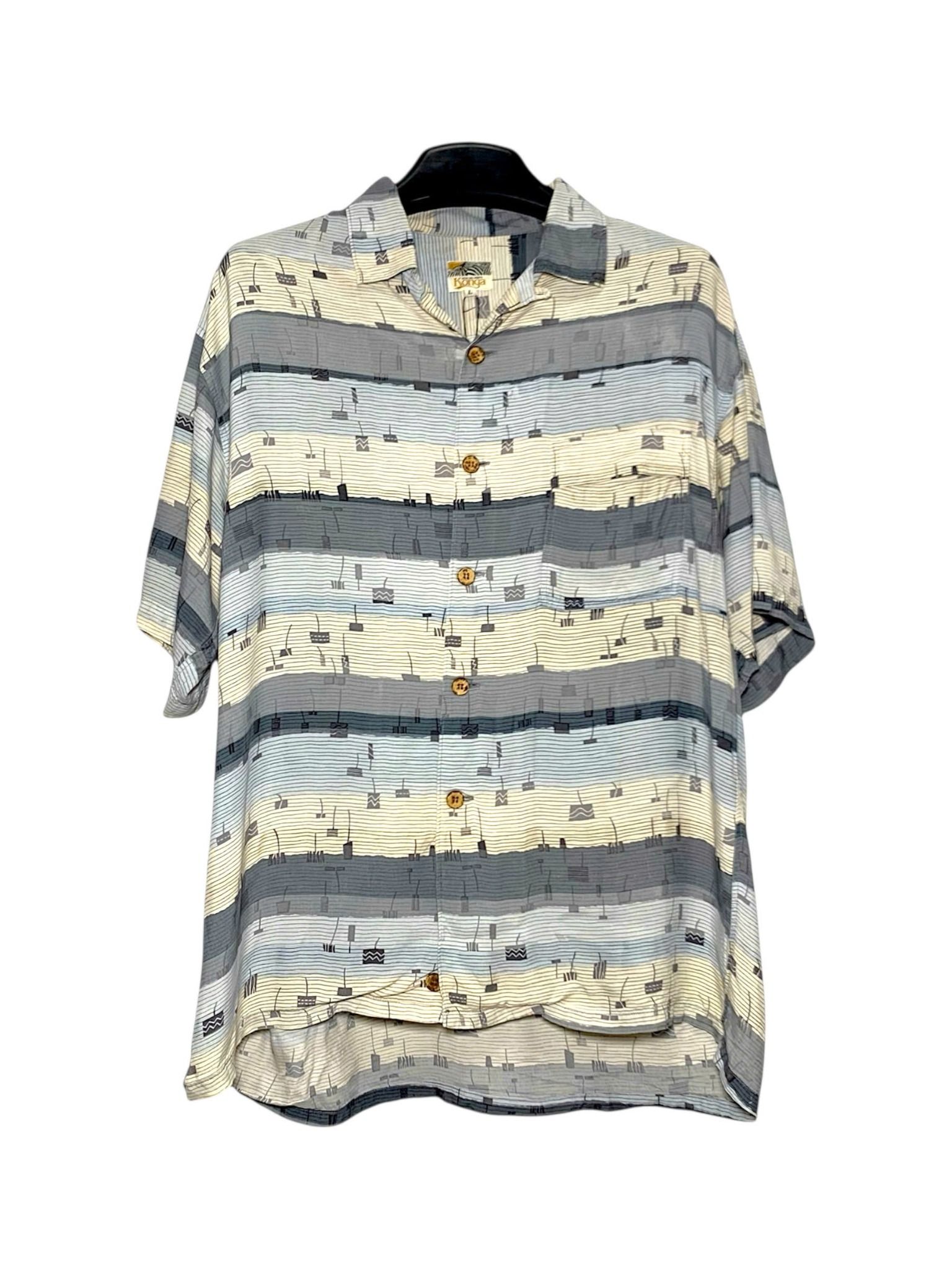  |SIZE XL| KONGA SPIRIT STRIPED BUTTON UP SHIRT AOXL-7118 