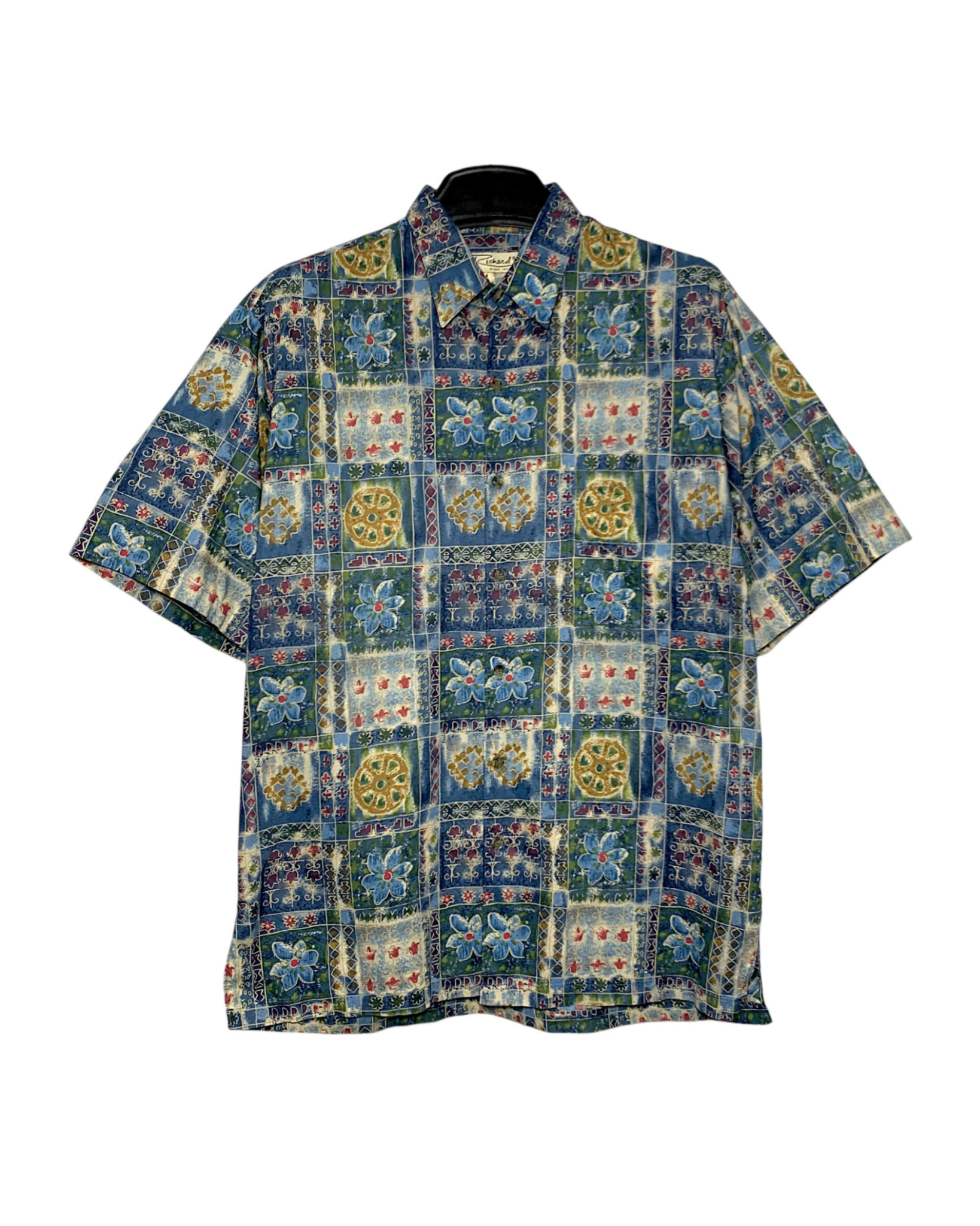  |SIZE XL| TORI RICHARD FLORAL GRID BUTTON UP HAWAIIAN SHIRT AOXL-7230 