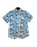  |SIZE M| AITOZ BLUE HIBISCUS FLORAL PRINT BUTTON DOWN HAWAIIAN SHIRT AOM-7244 