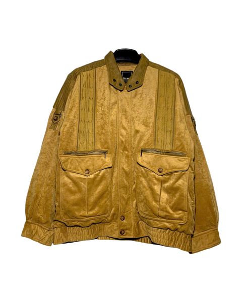  |SIZE XXL| BILLIKEN FAUX SUEDE KNIT PANEL DOUBLE POCKET FIELD JACKET AOXXL-7224 