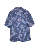  |SIZE L| JAMAICA JAXX BLUE TROPICAL LEAF PRINT BUTTON UP HAWAIIAN SHIRT AOL-7243 