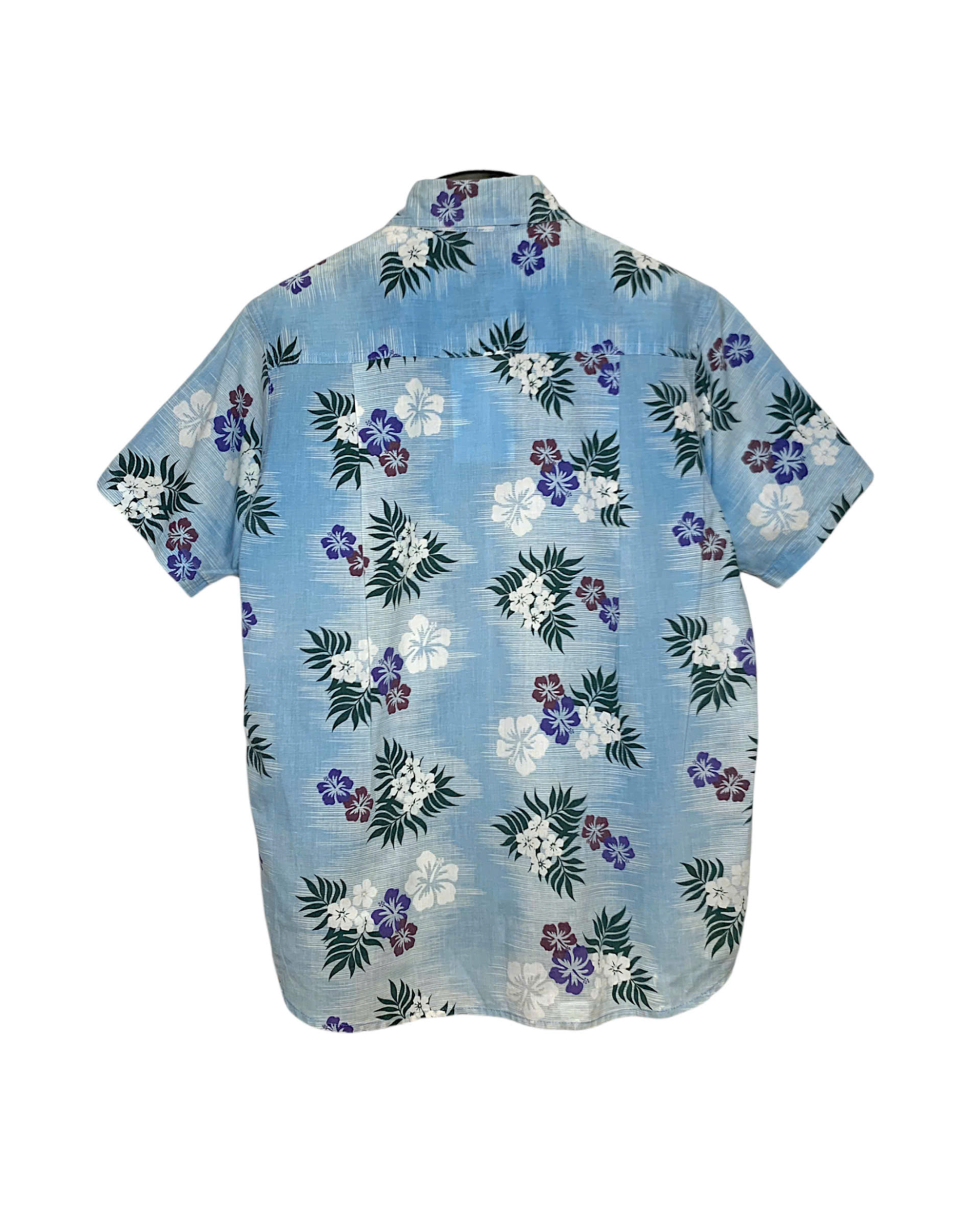  |SIZE M| AITOZ BLUE HIBISCUS FLORAL PRINT BUTTON DOWN HAWAIIAN SHIRT AOM-7244 