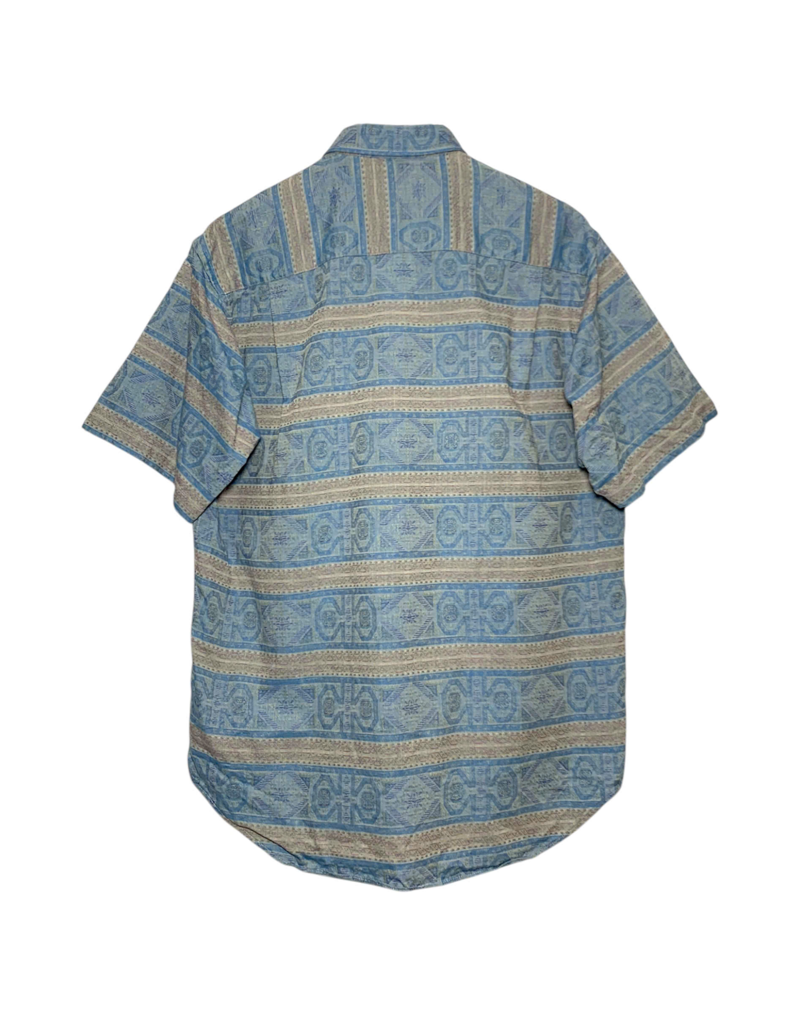  |SIZE L| DEMAIN CLAIR GEOMETRIC STRIPE BUTTON-UP SHIRT AOL-7229 